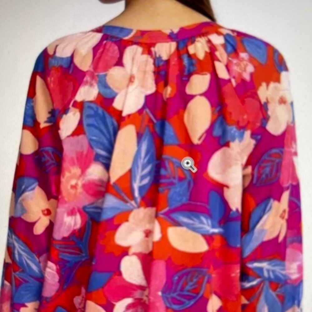 JOHNNY WAS WorkShop 100% Cotton Top with Bold Floral Print: Size Medium: NWOT!! - Picture 7 of 11